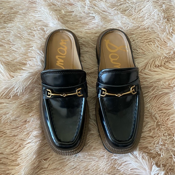 SOLD!! Sam Edelman Black Lennon Lug Sole Buckle Mule Loafer size 6 - Picture 7 of 14